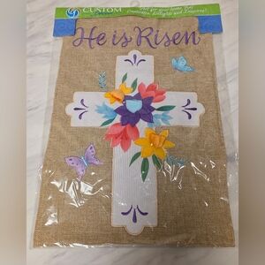 Easter/Spring HE IS RISEN Garden Flag NEW